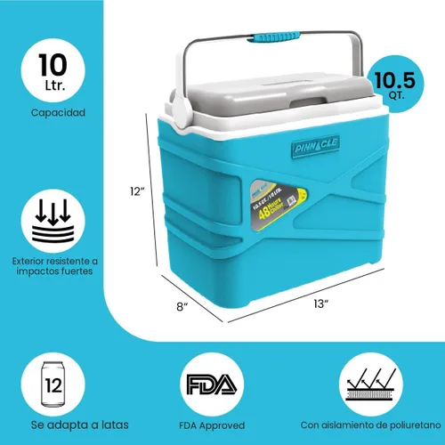 Vista 3 de Pinnacle Lonchera térmica térmica de 10 litros – Enfriador duro portátil para campamento/picnic – Coolbox se mantiene fresco durante 48 horas.