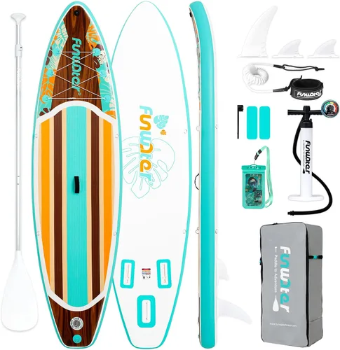 Vista 12 de FunWater Tabla de remo inflable de 11 pies y 10 pies 6 pulgadas con accesorios de tabla de remo de SUP de alta calidad, cubierta de EVA