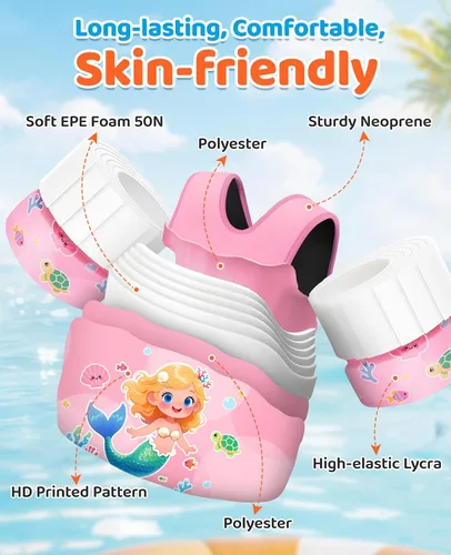 Vista 51 de HeySplash Swim Vest for Kids, Puddle Float Jumper with Safety Buckle