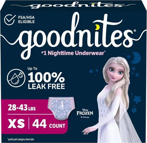 Vista 33 de Goodnites Ropa interior nocturna para niñas, talla extra pequeña (28-43 libras), 15 unidades, el embalaje puede variar