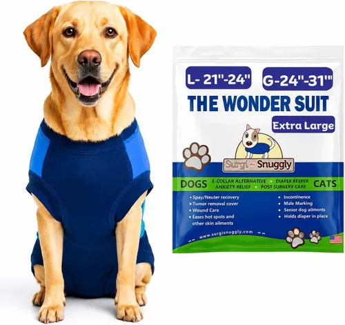 Vista 25 de SurgiSnuggly Traje de Recuperación Quirúrgica Inventado por Veterinarios para Perros Hembra o Macho, Esterilización, Castración, Mameluco, El Traje