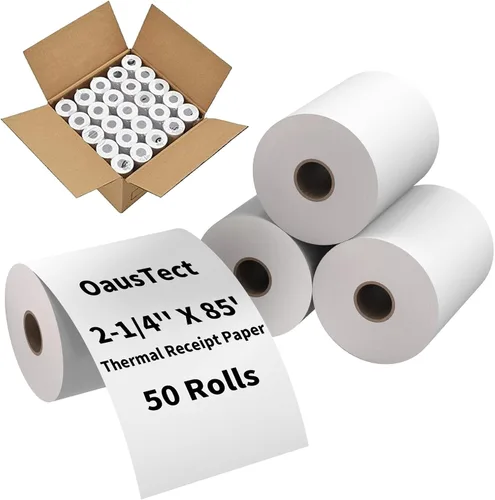 Vista 11 de OausTect Rollos de papel de tarjeta de crédito térmicos 2 1/4 x 50 rollos de papel para máquina de adición de papel para impresora POS/máquina