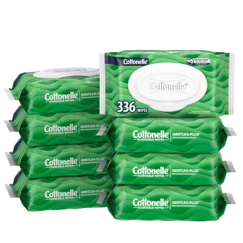 Vista 10 de Cottonelle Toallitas húmedas desechables sin fragancia, toallitas húmedas para adultos, 2 paquetes con tapa abatible, 42 toallitas por paquete