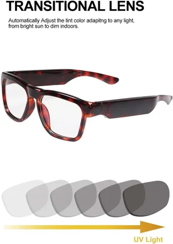 Vista 4 de OhO - Lentes de sol inteligentes, 128G MP3 Bluetooth con altavoz de oreja abierta, para deportes en interiores y exteriores, protección UV