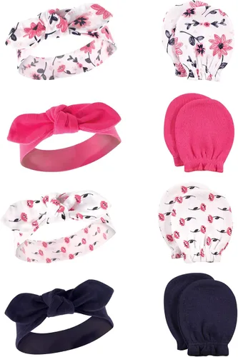Vista 138 de Hudson Baby Conjunto de diadema de algodón y manoplas para rascar para bebé