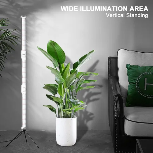 Vista 2 de Lámpara de plantas súper brillante de 48" T10, luz de cultivo de pie de espectro completo de 6000k, 3 modos y 5 niveles de atenuación, temporizador