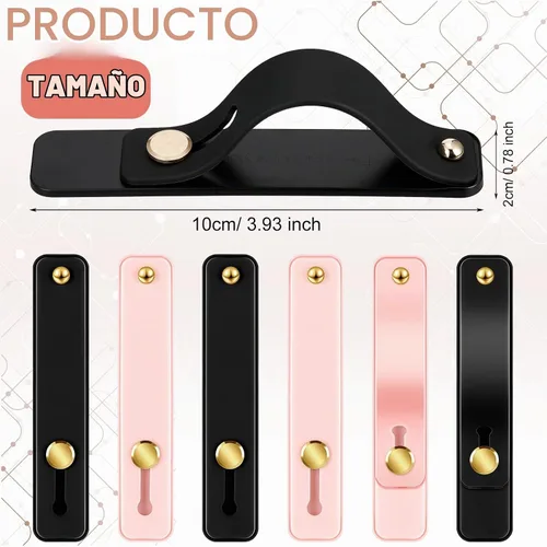 Vista 3 de Weewooday 6 piezas soporte de agarre para teléfono correa de agarre para teléfono celular correa telescópica para dedos soporte universal kickstand