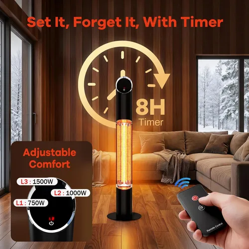Vista 2 de Calentador infrarrojo portátil, calentador eléctrico para patio al aire libre, calentadores para uso en exteriores e interiores, calentadores de pie