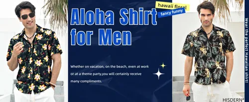 Vista 7 de Camisas hawaianas de manga corta para hombre, camisa Aloha casual con botones tropicales hawaianos florales de verano para fiesta en la playa