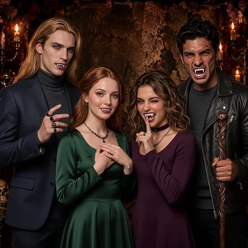 Vista 8 de Dientes de vampiro, colmillos de vampiro realistas para fiesta de Halloween Marfil suave