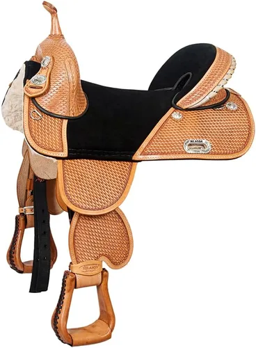 Vista 11 de HILASON Western Treeless Trail Barrel Saddle American Leather Negro