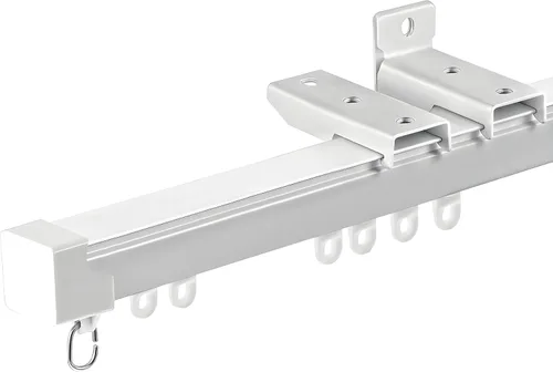 Vista 8 de Sistema de riel de cortina retráctil, 2.8-4.9 pies/33.5-59.1 pulgadas, montaje en techo y pared, riel de aluminio resistente para cortinas