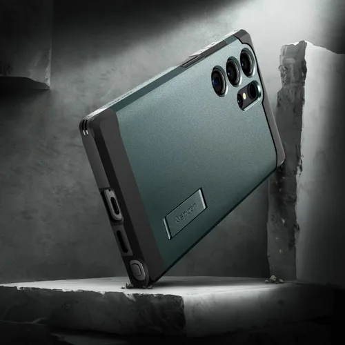 Vista 7 de Spigen Funda Tough Armor diseñada para Galaxy S24 Ultra (2024) [Soporte de apoyo] [Protección de grado militar] - Abyss Green
