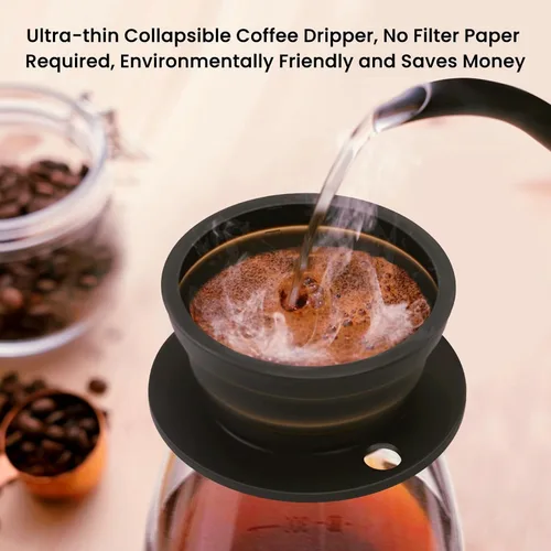 Vista 6 de Hervidor Eléctrico de Viaje Pequeño, Hervidor Eléctrico Plegable, Hervidor de Té Portátil + Goteador de Café Plegable Sin Papel para Verter