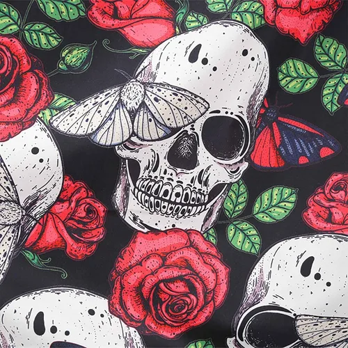Vista 7 de Vestido de Halloween para mujer casual con cuello en V con cremallera manga larga con panel