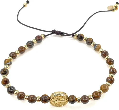 Vista 39 de St Benedict Coin and Natural Round Red Coral Beads Adjustable Bracelet for Women