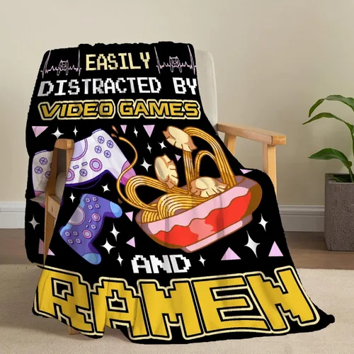 Vista 5 de Fácilmente Distraído por Videojuegos y Ramen Manta Manta de Juegos Manta de Ramen Regalo Regalos de Videojuegos Mantas Ligeras y Suaves de Franela