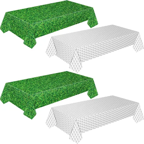 Vista 9 de Mixweer 2 manteles de plástico de césped de golf para eventos deportivos, día del juego, 54 x 108 pulgadas, desechables, color verde, para fanáticos