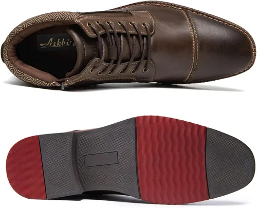 Vista 3 de Arkbird Botas de vestir para hombre, botas de tobillo clásicas de cuero genuino con cremallera lateral