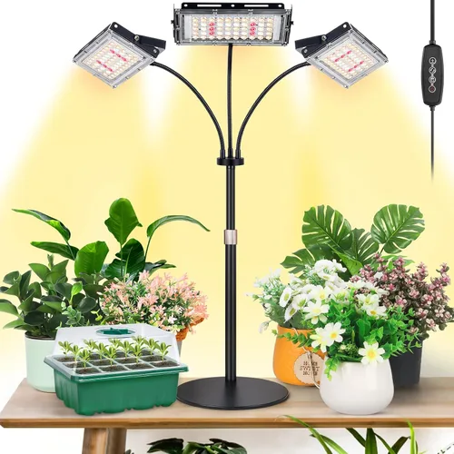 Vista 13 de LBW Luz de cultivo para plantas de interior, luz LED de escritorio de espectro completo, lámpara de cultivo pequeña con temporizador de 4 H/8H/12H