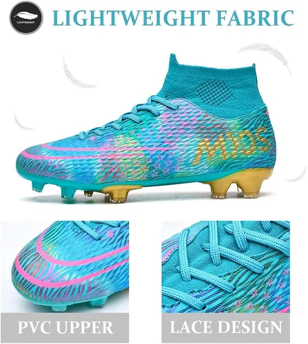 Vista 2 de ANYWELL Mens Athletic Soccer Shoes Professional High-Top Football Shoes Outdoor Indoor TFAG Boys Cleats Football Sneaker