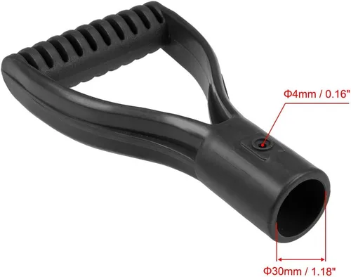 Vista 2 de uxcell Mango de agarre en D, 1.181 in de diámetro interior de PVC para excavar herramienta rastrillo negro 2 unids