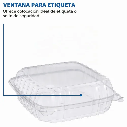 Vista 4 de Dart C95PST1 OPS Lg Contenedor transparente con bisagras, 8.9 X 9.4 pulgadas (caja de 200)