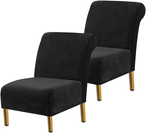 Vista 14 de Funda para silla decorativa sin brazos, de terciopelo elástico, extraíble, lavable, protector moderno de muebles con parte inferior elástica