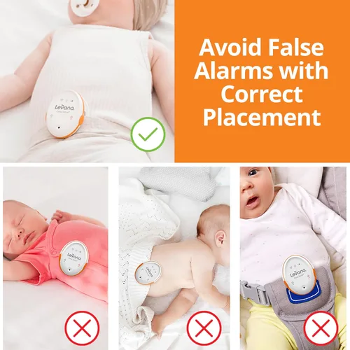 Vista 2 de Levana Oma Sense - Monitor de movimiento de respiración portátil para bebés con vibraciones y alertas audibles diseñado para estimular al bebé
