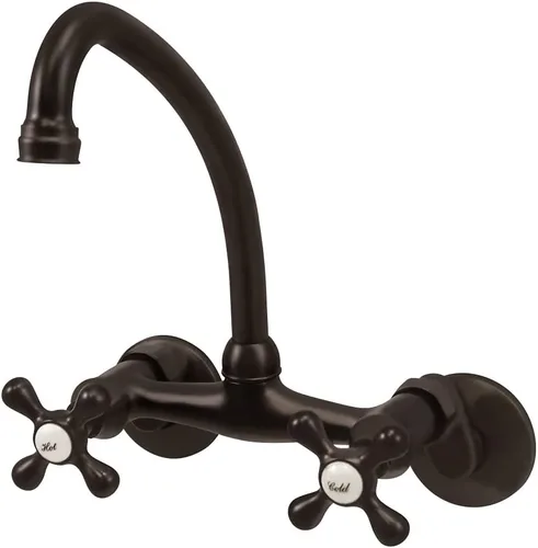 Vista 11 de Kingston Brass Kingston - Grifo de cocina ajustable de 6 pulgadas para montaje en pared, latón antiguo