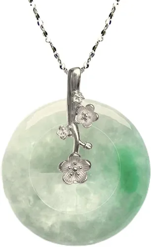 Vista 27 de Dahlia Collar eterno de jade en forma de círculo, jadeíta de grado A certificada de Birmania auténtica para la paz
