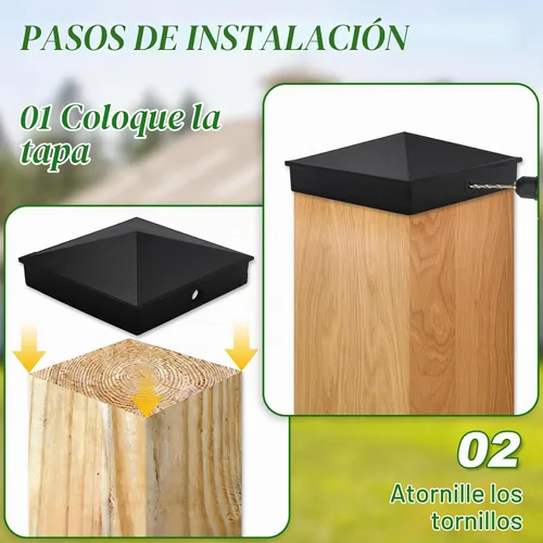 Vista 4 de True 6" x 6" Tapa de poste de aluminio resistente, recubrimiento en polvo Negro