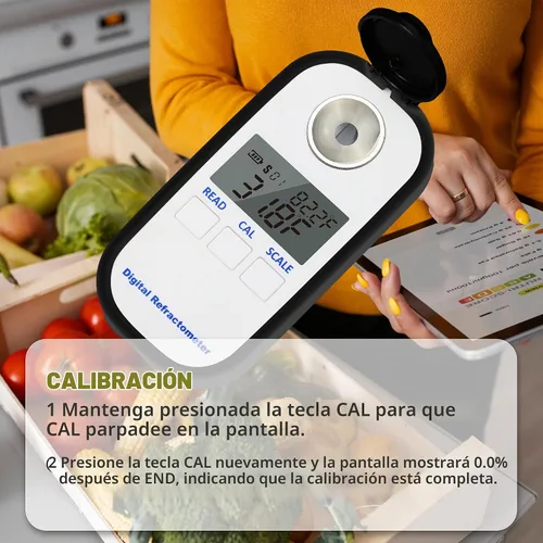Vista 5 de Refractómetro digital de azúcar 0-90.0% refractómetro Brix Probador de contenido de azúcar con refractómetro de compensación automática