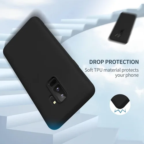 Vista 6 de Carcasa para Samsung Galaxy S9 Plus, silicona líquida TPU, color negro Soft Slim Fit Smooth Baby Touch Rubber Official Microfiber Lining Clean