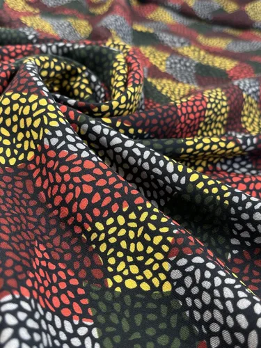 Vista 5 de Minerva Exclusiva tela de viscosa de mosaico abigarrado para otoño, por metro