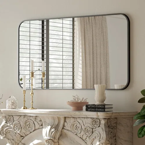 Vista 19 de BEAUTYPEAK Espejo de baño rectangular montado en la pared de 16" x 24", negro