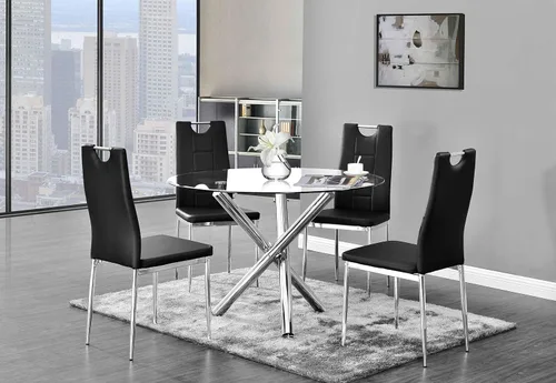 Vista 4 de Best Master Furniture Juego de 2 sillas de comedor de cristal, color negro