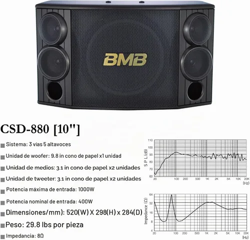 Vista 3 de BMB Set de 2 parlantes de 12 pulgadas con 3 vías