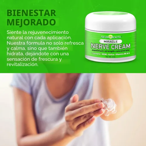 Vista 5 de Crema Milagrosa para los Nervios Neuro Health - Fuerza Máxima - Mezcla de Cúrcuma y Árnica para Alivio del Malestar por Neuropatía - Fórmula