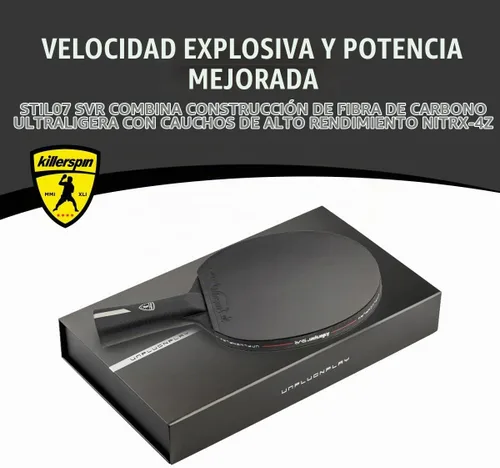 Vista 3 de Killerspin Stilo7 SVR - Raqueta de ping pong, raqueta de tenis de mesa de nivel de rendimiento con tecnología de carbono, funda de libro de memoria