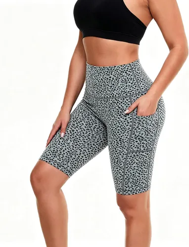 Vista 45 de Biker Shorts for Women with Pockets - 8"/5"/3" Booty Black Spandex Shorts Verde militar