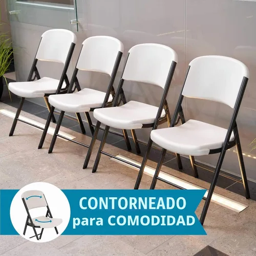 Vista 4 de LIFETIME 42803 - Sillas plegables de grado comercial, paquete de 4, color almendra