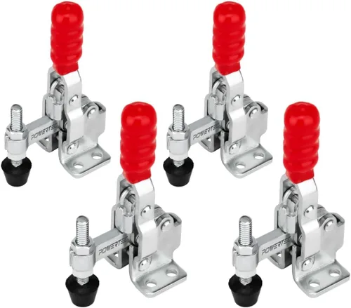 Vista 13 de POWERTEC 48 pulgadas universal T-Track 2PK con abrazadera de palanca de sujeción horizontal 4 unidades y placa de montaje para plantillas