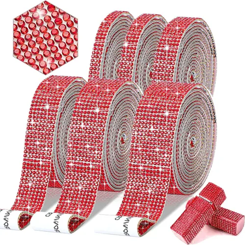 Vista 10 de 6 rollos de cinta de diamantes de imitación autoadhesiva con diamantes de imitación de 0.079 pulgadas (0.079 in) para manualidades, decoración de AB