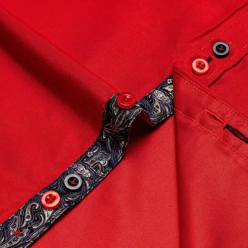 Vista 4 de DiBanGu Camisa casual de manga larga con botones para hombre, cuello de ajuste regular