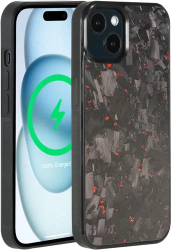 Vista 10 de Grip Series - Funda para iPhone 15 con fibra de carbono forjada real, diseño de bordes agarres, imanes integrados, compatible con cargadores y Negro
