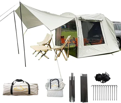 Vista 8 de Tienda de campaña versátil para automóvil, SUV, puerta trasera, tienda de campaña con mosquitera para acampar (15.9 x 7.9 x 6.4 pies)