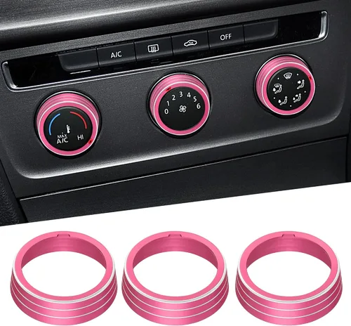 Vista 11 de TOMALL 3 fundas de aluminio para consola central compatibles con Volkswagen MK7 Golf GTI 2015 2016 2017 2018 2019 2020 AC aire acondicionado perilla