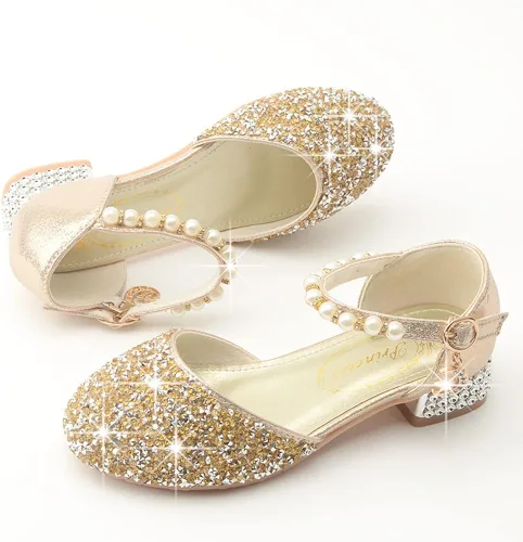 Vista 4 de LFHT Sandalias de boda para niña, con purpurina, princesa, zapatos de vestir Mary Jane, zapatos de vestir para fiesta