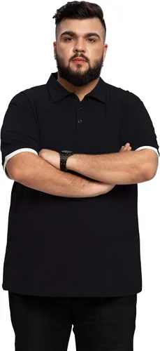 Vista 3 de Aiyino Polo de algodón suave y liso para hombre, de ajuste clásico, manga cortalarga, para hombre